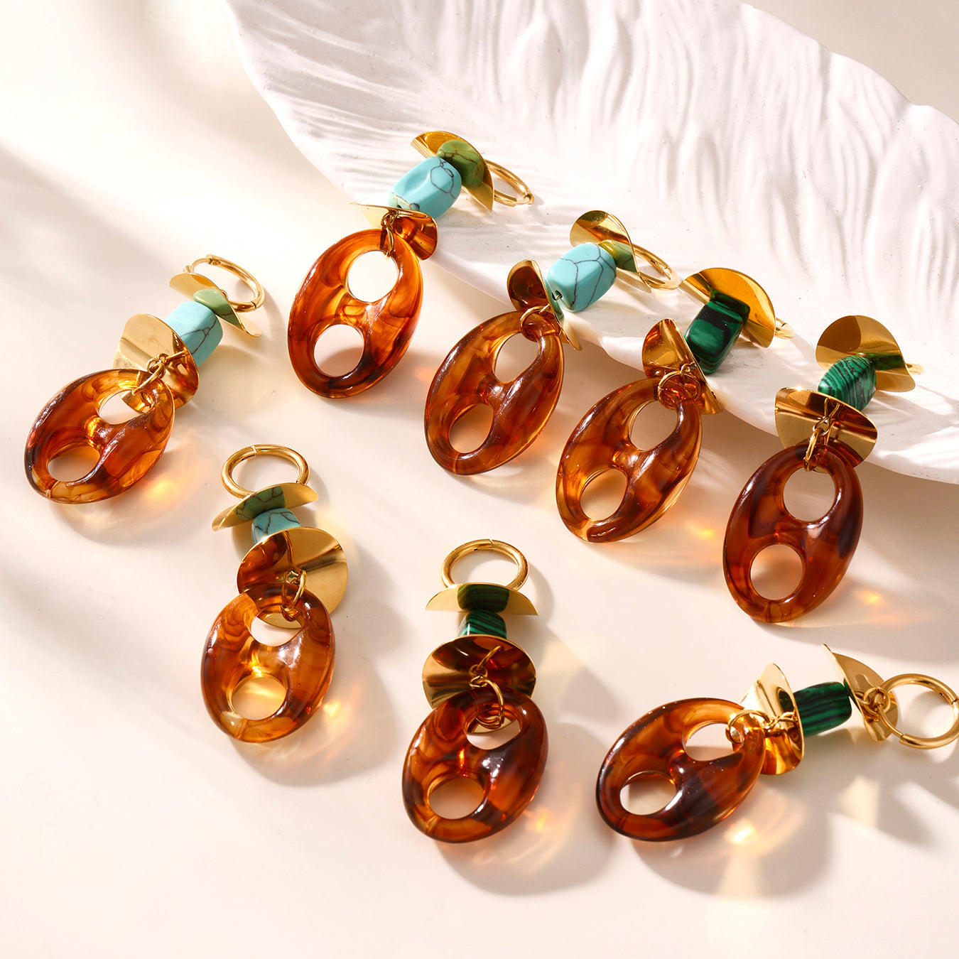 Pendientes largos de resina con forma de nariz de cerdo