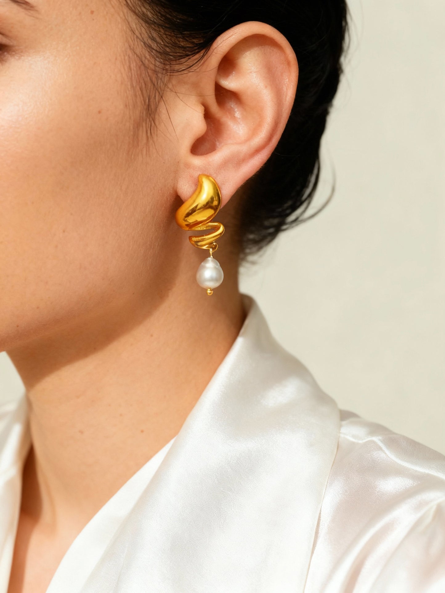 Spiral Freshwater Pearl Earrings