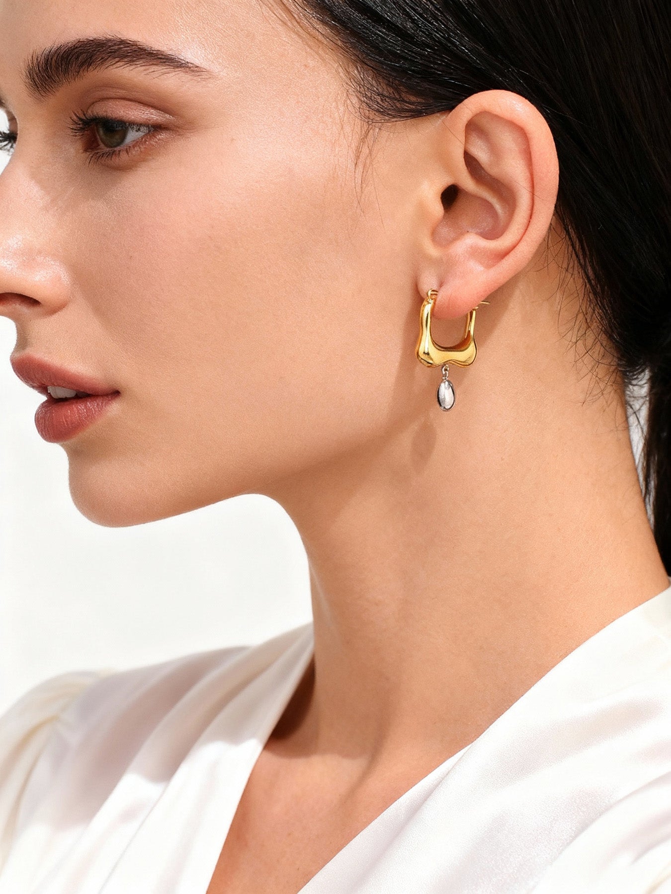 Stainless Steel Geometric Color Blocked Earrings