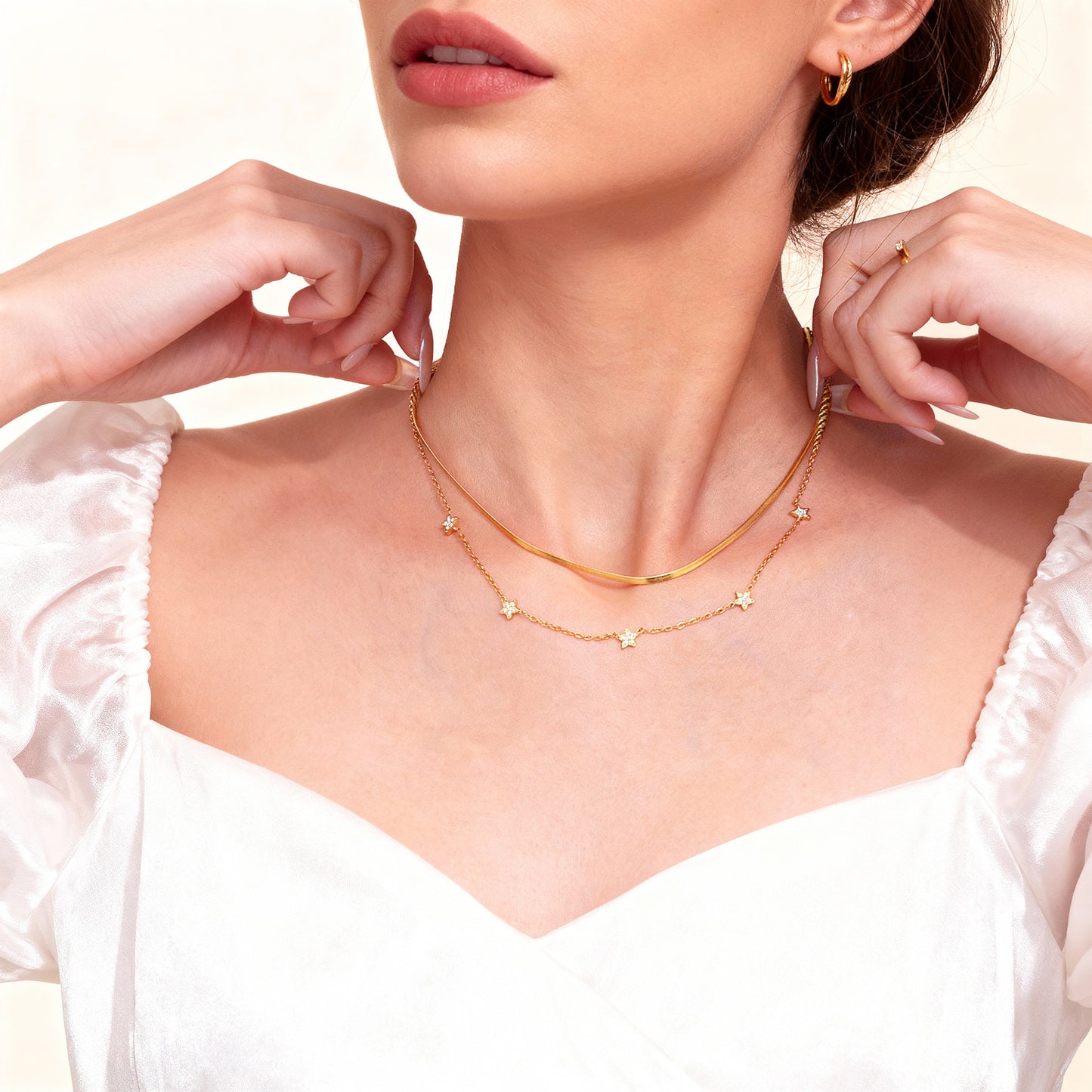 Star Layered Tennis Necklace – Five-Pointed Pendant Style