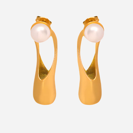 Pendientes de perlas de agua dulce simétricas con personalidad romántica