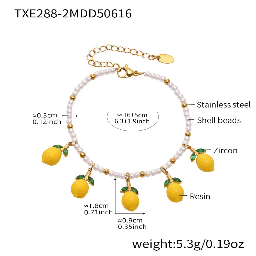 Resin Small Lemon Bracelet Stainless Steel