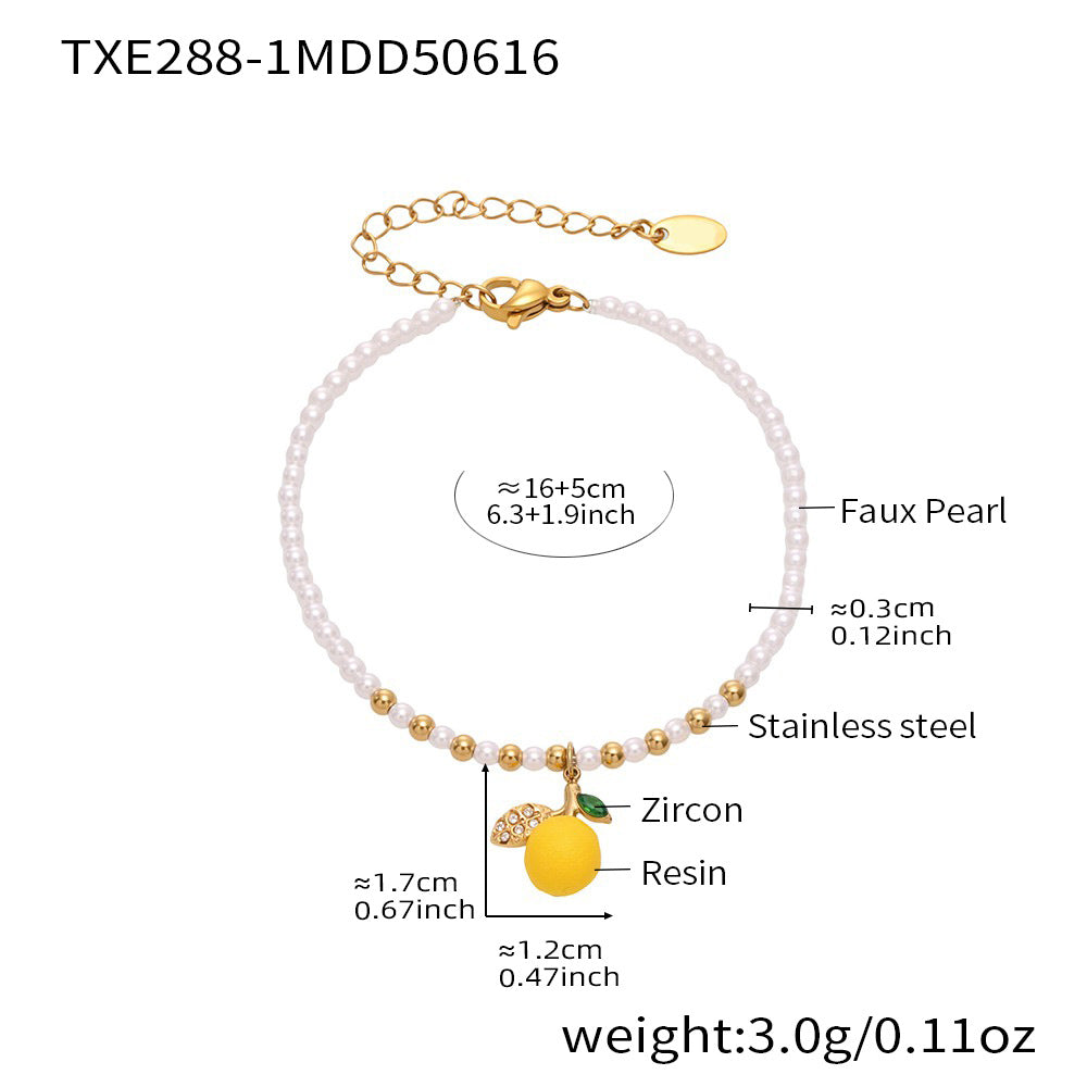 Resin Small Lemon Bracelet Stainless Steel