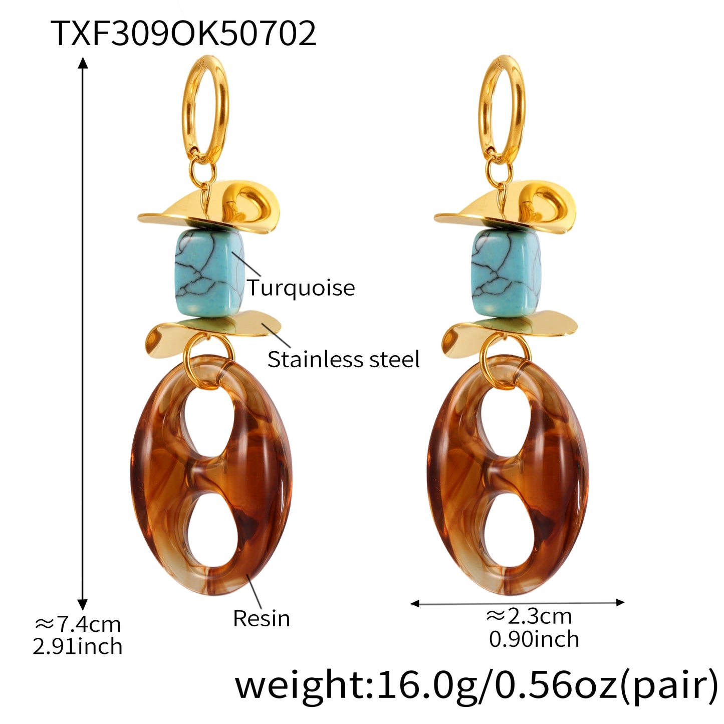 Pendientes largos de resina con forma de nariz de cerdo