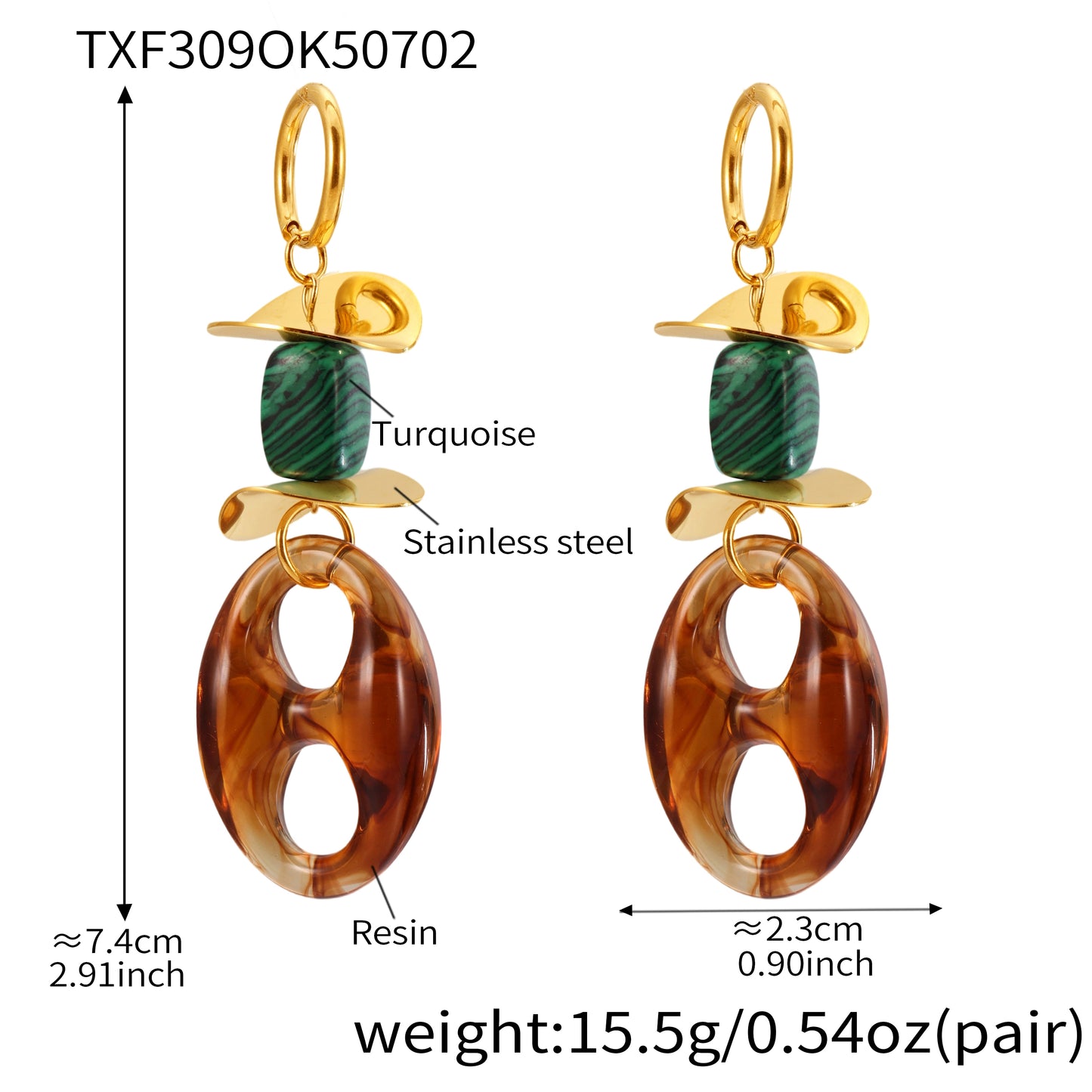 Pendientes largos de resina con forma de nariz de cerdo