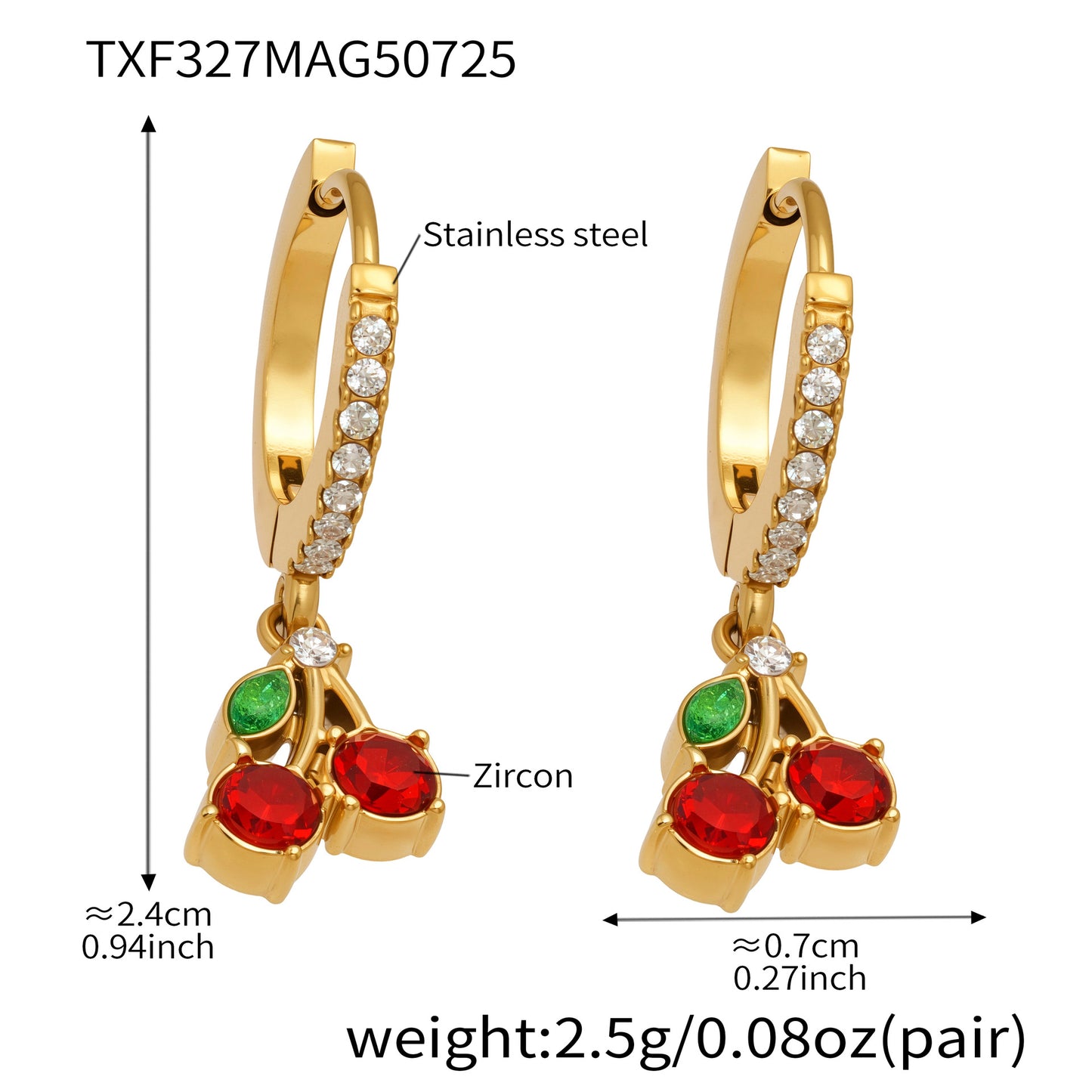 Pendientes de cereza con circonita