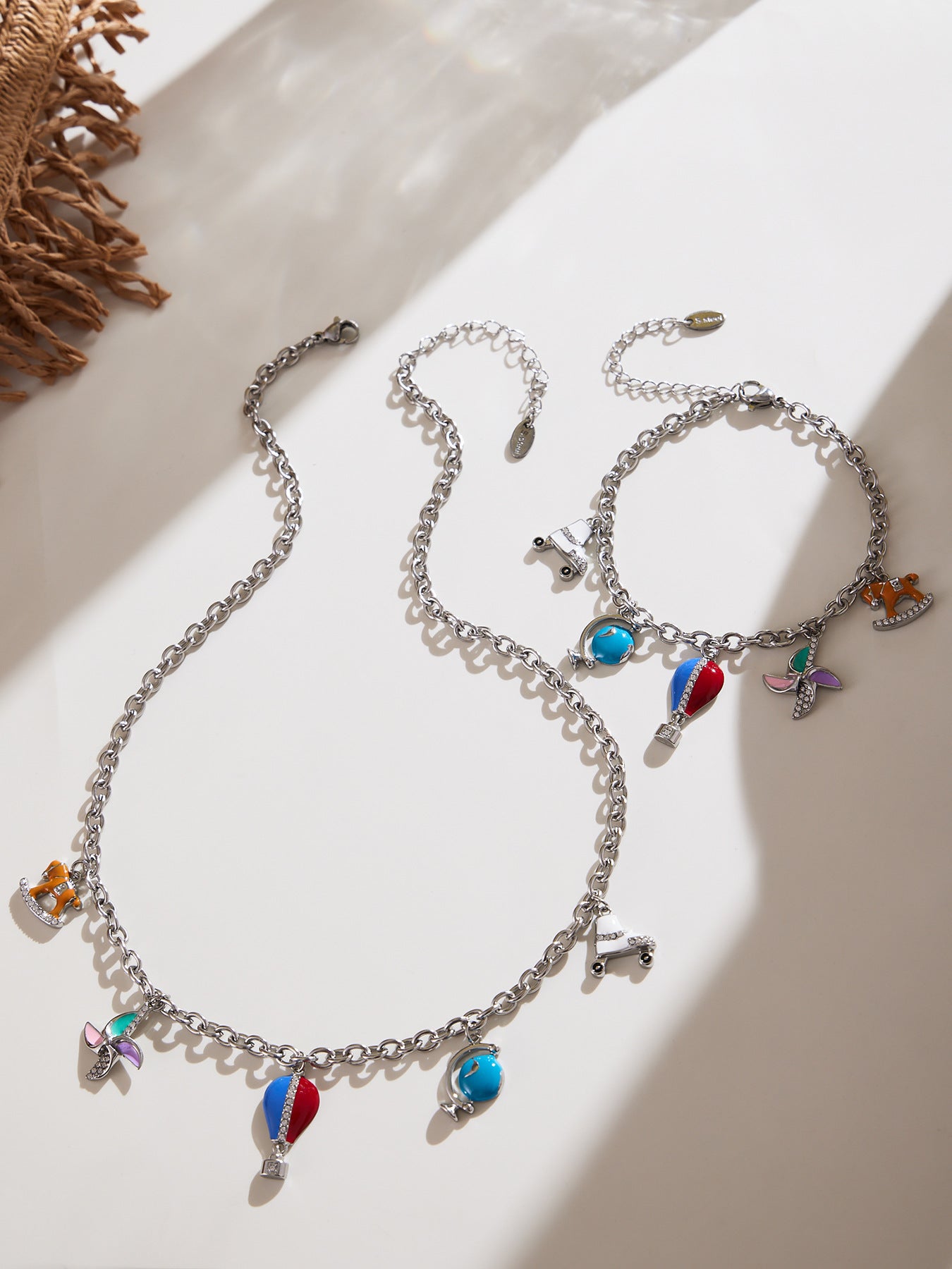 Necklace size chart showing adjustable stainless steel charm necklace length