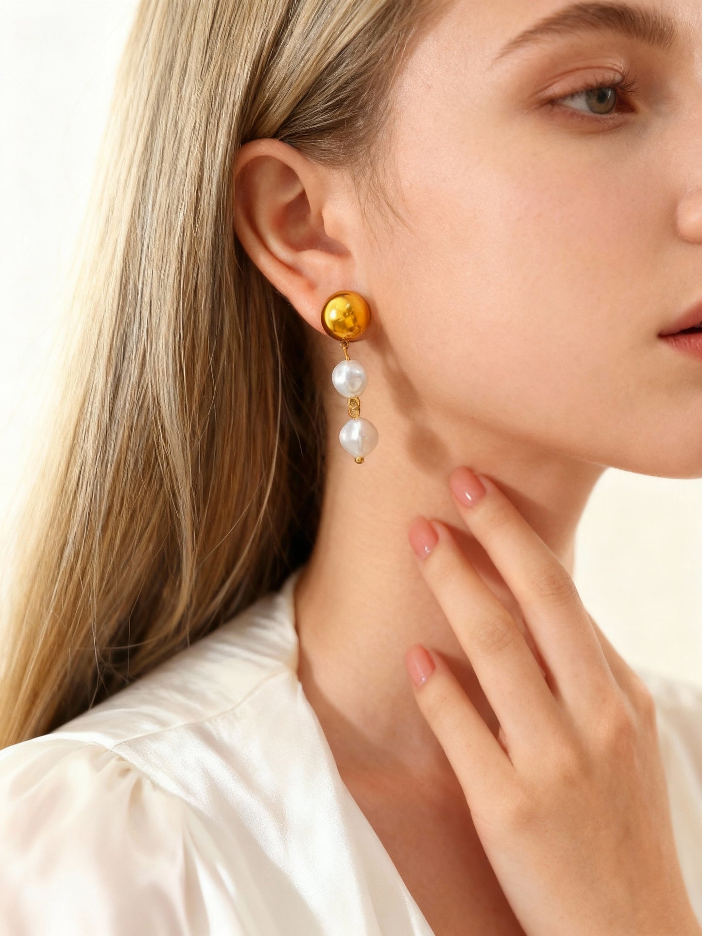 Tassel High Gloss Shell Bead Earrings Stainless Steel