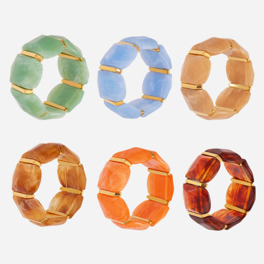 Nueva pulsera elástica ancha de resina de colores caramelo