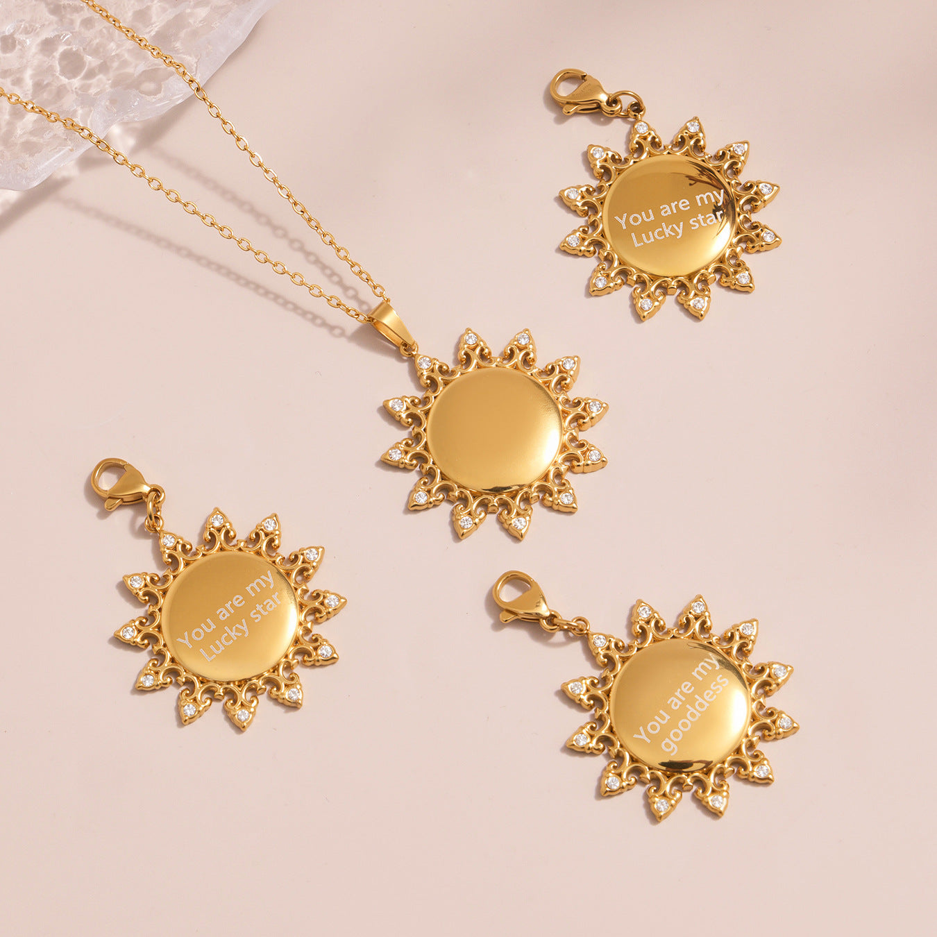 Collar de girasol de acero inoxidable "Brillando como tú" (Shine Bright)