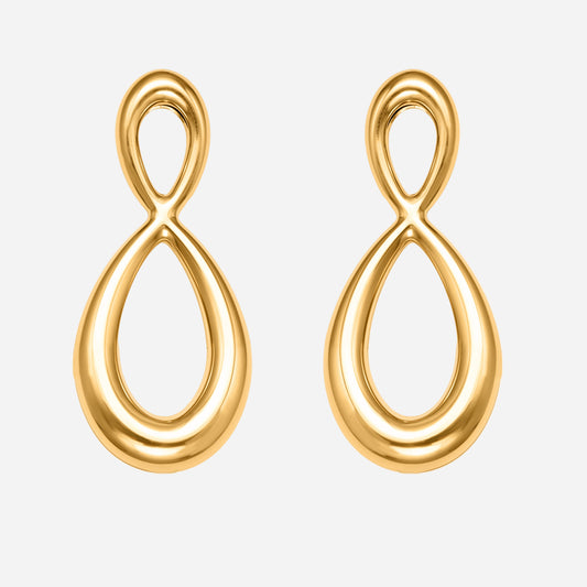 Pendientes sencillos de acero inoxidable pulido con forma de ocho