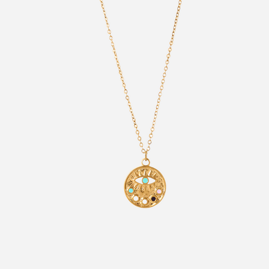 Collar de cadena de circonita cúbica con ojo de guardián